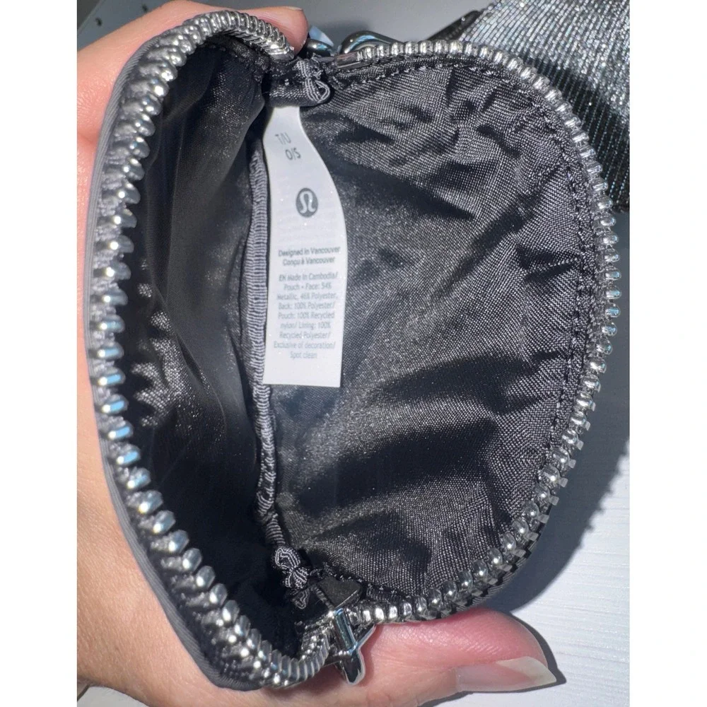 Lululemon Dual Pouch Wristlet Glitter Dark Silver Graphite Grey NEW
